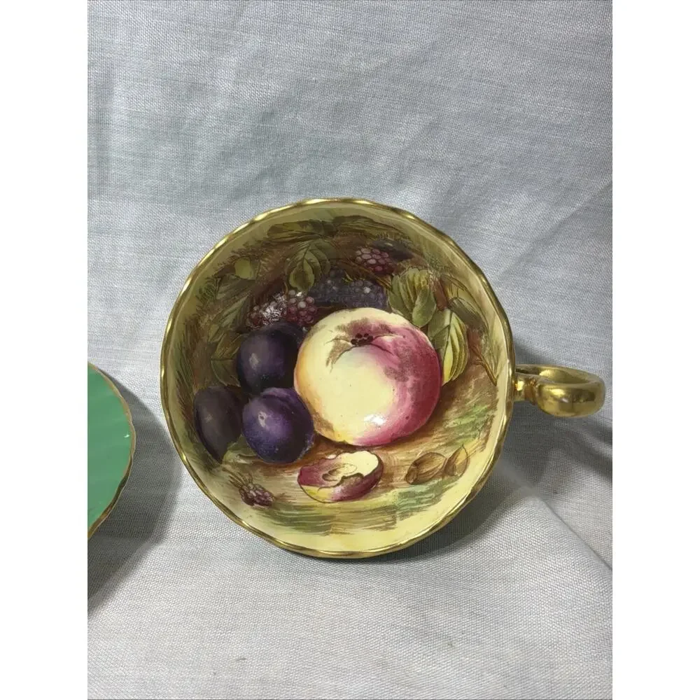 Fruit Harvest‎ TEACUP & SAUCER by Royal Aynsley GREEN Jones VINTAGE
